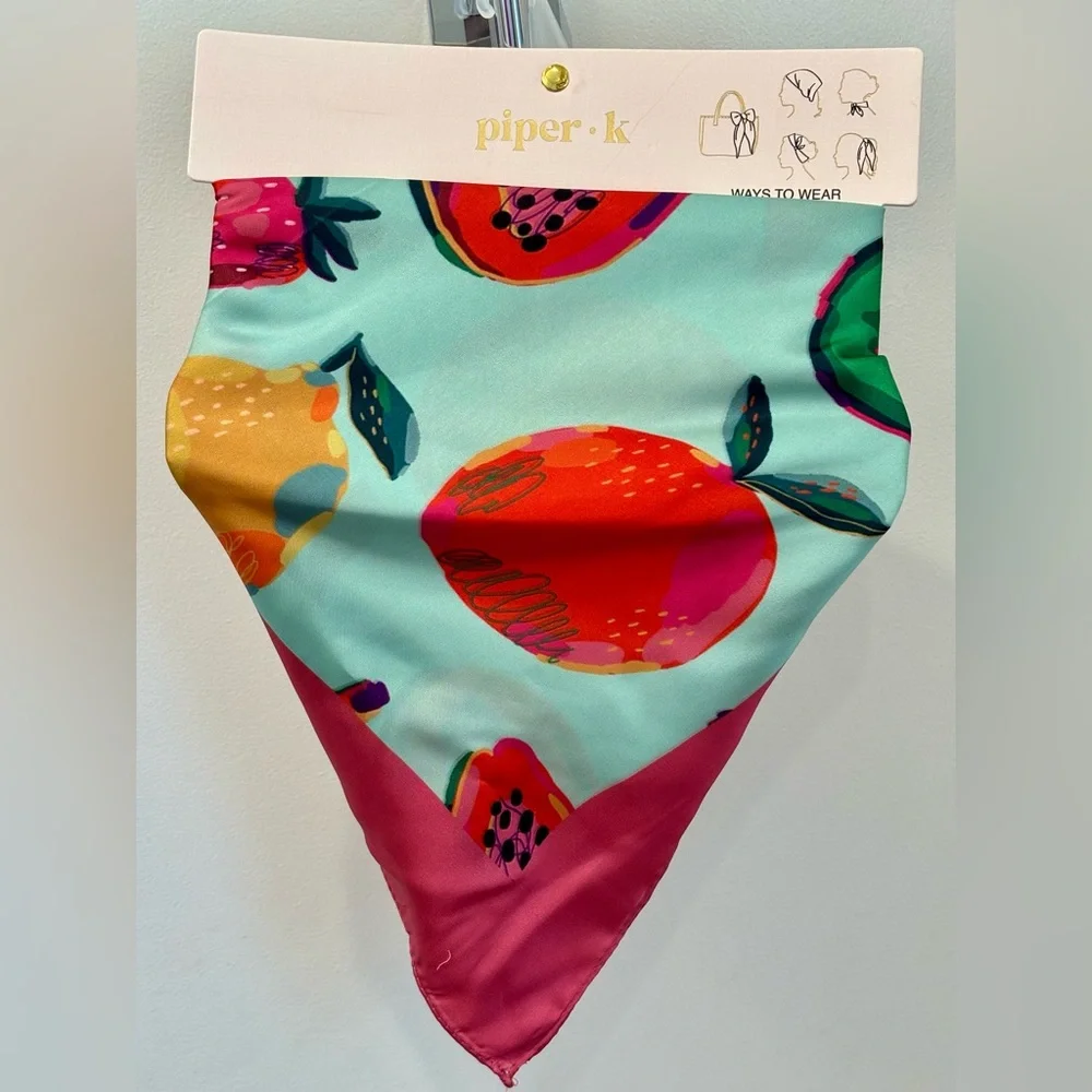 NWT Piper K silky fruit patterned scarf kerchief